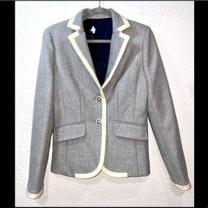 J Crew Grey, White Trimmed Blazer